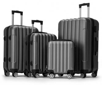 Zimtown 4 Piece Luggage Set, ABS Hard Shell Suitcase Luggage Sets Double Wheels with TSA Lock, Dark Gray - Walmart.com