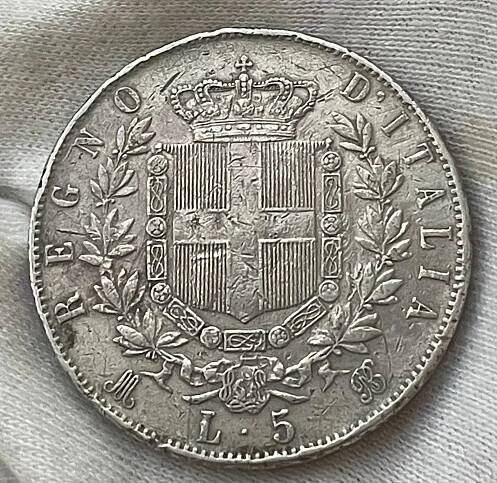 stříbrná 5 Lira Viktor Emanuel II. 1873 Itálie, 900/1000 Ag - 25 gramů | Aukro
