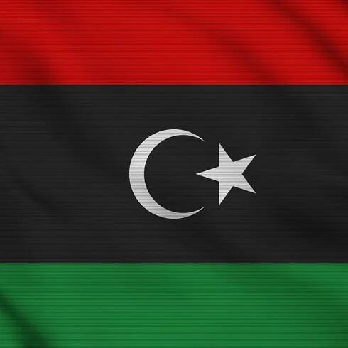 Libya Square Realistic Flag Fabric Texture Effect Illustration — Stock obrázek