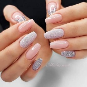 Square Nail Designs, Valentine's Day Nail Designs, Nail Designs Glitter, Valentine's Day Nails, Gel Nails, Nail Nail, Nail Polish, Sparkle Nails, Nude Nails With Glitter
