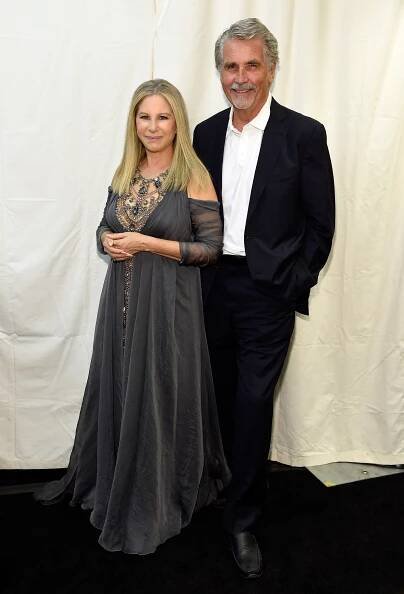Barbra Streisand and James Brolin pose backstage during the tour opener for "Barbra - The Music... The Memories... The Magic!" at Staples Center on August 2, 2016