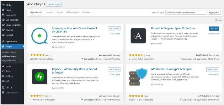 Image of Akismet Anti-Spam: Spam Protection Plugin - Plugins Dashboard