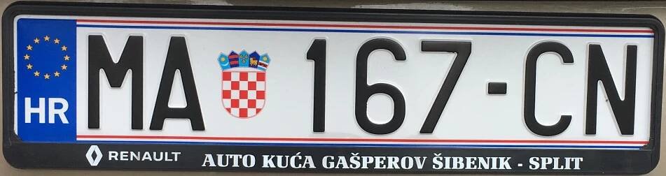 Registrační značka Chorvatsko - MA - Makarska, foto: www.podalnici.cz