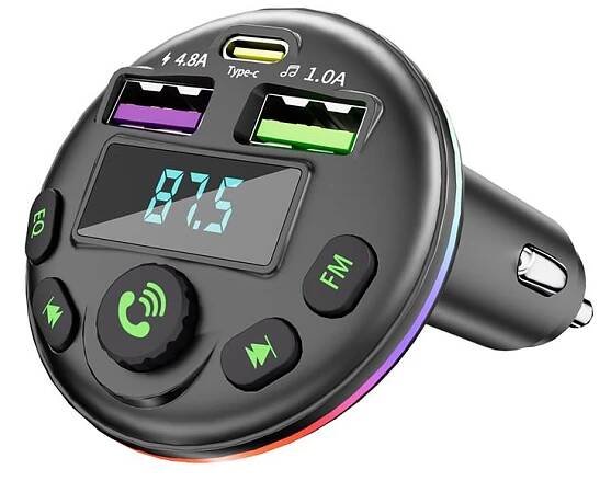 3v1 do auta Bluetooth 5.0 FM vysílač MP3 modulátor přehrávač handsfree audio přijímač USB Type-c nabíječka autotelefonu s kabelem pro iPhone Huawei Xiaomi