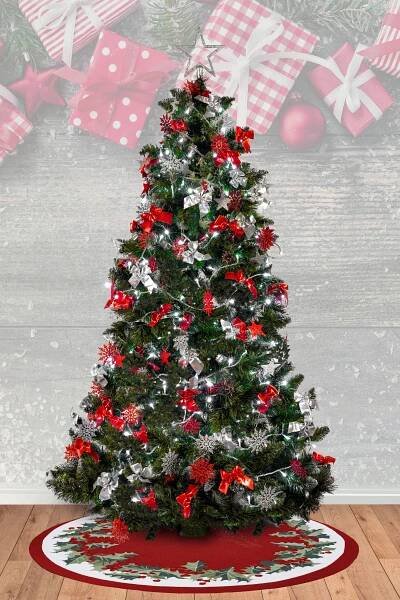 Vánoční podložka pod stromeček HOLLY BERRY - 90 cm - červená