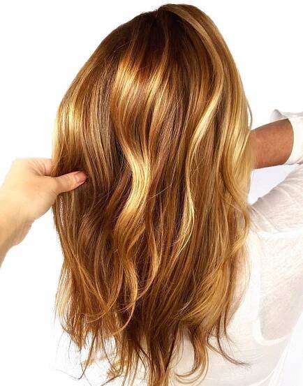 Caramel and Golden Blonde Highlights