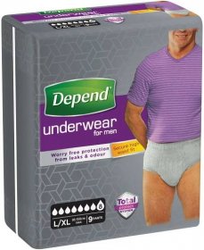 Depend Super inkontinenční kalhotky vyšší pas muži vel.L/XL 9 ks
