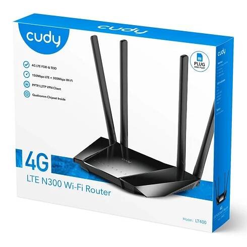 Cudy N300 Wi-Fi 4G/LTE router (LT400_EU) | HAMA B2C - foto, video, elektro, brašny a příslušenství 