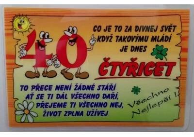 Vtipné přání k narozeninám - 40 let od 39 Kč - Heureka.cz
