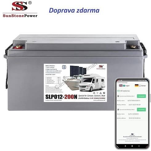 LiFePO4 Baterie 12V/200Ah Sunstone Power SLPO12-200N HC200A