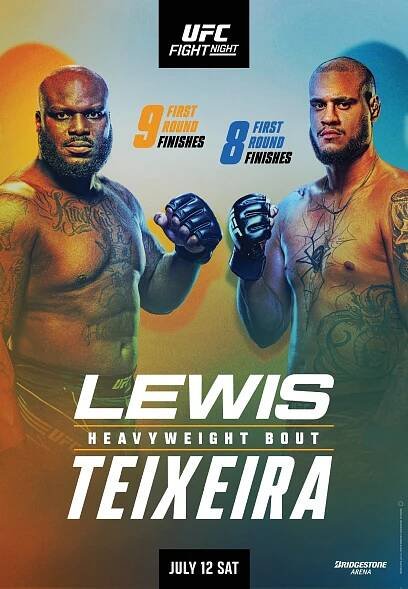 UFC Nashville poster gets predatory colors for ‘Lewis vs. Teixeira’ on July 12 | MMA Mania