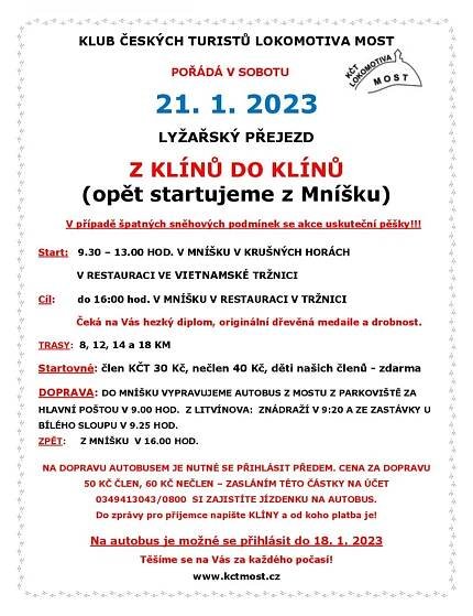 LYŽAŘSKÝ PŘEJEZD Z KLÍNŮ DO KLÍNŮ 21. 1. 2023 | Krušné hory