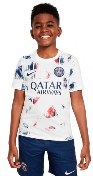 Nike Paris Saint-Germain PSG predzápasový dres biely detský 2024-2025