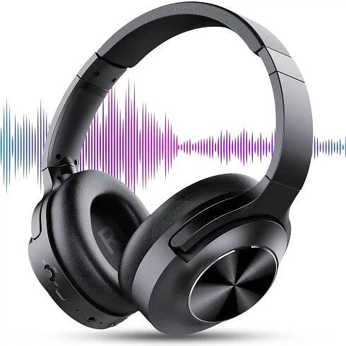 Tikland Noise Cancelling Headphones Wireless Bluetooth over Ear 65 Hrs Playtime Wireless Headphones with Microphone Lightweight Headset with Deep Bass Stereo Sound for Travel Work Cellphone