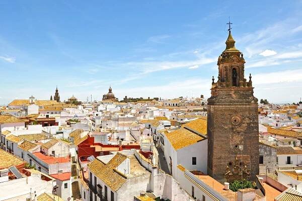 Church of St. Bartholomew (San Bartolomé) and cityscape of Carmona, province of Seville, Andalusia, Spain