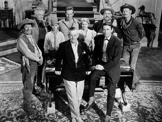 Alfonso Bedoya, Charles Bickford, Jean Simmons, Charlton Heston, William Wyler, Carroll Baker, Gregory Peck, Burl Ives, Chuck Connors - Velká země - Z natáčení