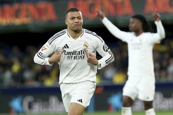 Kylian Mbappe celebrates goal Real Madrid Villerreal Spanish La Liga soccer