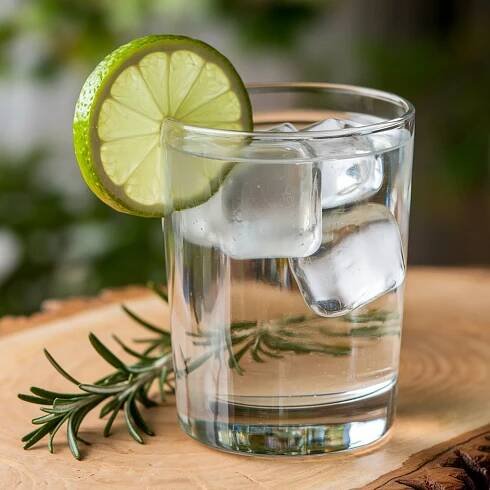 Nealkoholický nápoj tonic s ledem a limetkou. Zdroj: Ideogram.AI