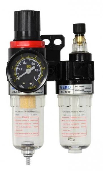 Regulátor tlaku vzduchu 1/4" s filtrem, manometr, odlučovač G01176
