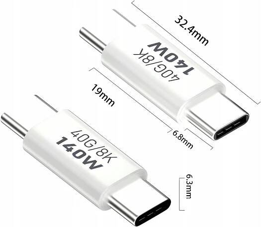 ADAPTÉR KONVERTOR KONEKTOR PHONEO USB-C NA USB-C 40GBPS 8K 140W W6 Kód výrobce PH-EL-170