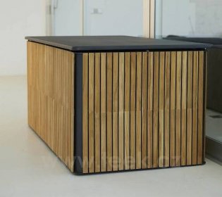 TEEK | Venkovní truhla L Combine, Cane-line, obdélníková 180x90 cm, hliník, teakové dřevo - Terasa, místo pro život 