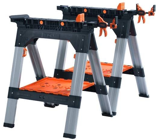 8654 regals 2 pack sawhorse fixed legs 150lb trigger clamps 001