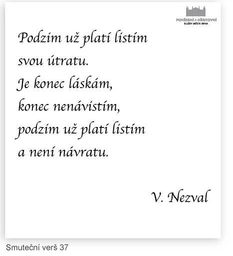 Smuteční verše | Pohřební a hřbitovní služby města Brna, a. s.
