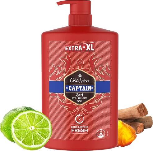 Old Spice Captain Sprchový gel a šampon pro muže s tóny santalového dřeva a citrusů 1000 ml