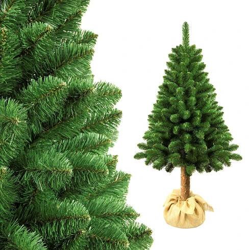 Obrázek produktu pro Umělá jedle borovice s přírodním kmenem 200cm vánoční stromek s plastovou základnou PVC dekorace Vánoční dekorace
