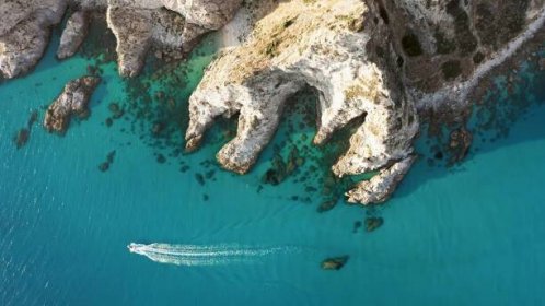 Cliff of Calabria land near the mediterranean sea in summer season. Aerial drone shoot. — Stock obrázek