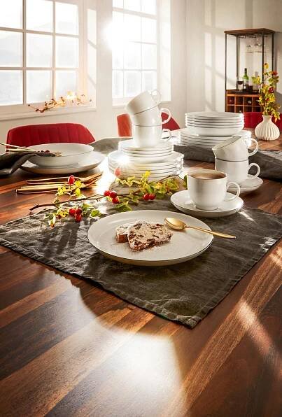 KOMBINOVANÁ SOUPRAVA, 30dílné, porcelán - bílá/černá, Basics, keramika - Seltmann Weiden