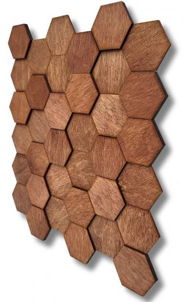 Dřevěná mozaika HEXAGON obklad - mahagon