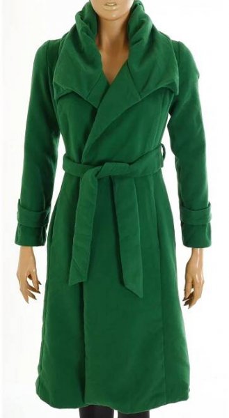 Kabát Massimo Dutti zelený dlouhý vel. XS - S - Second hand online AXEL