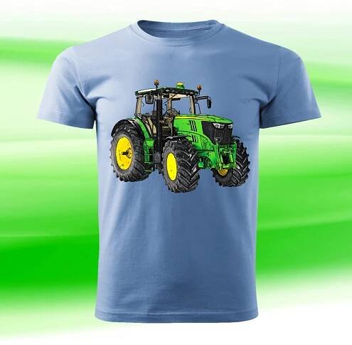 Béžové tričko s traktorem John Deere 6210R