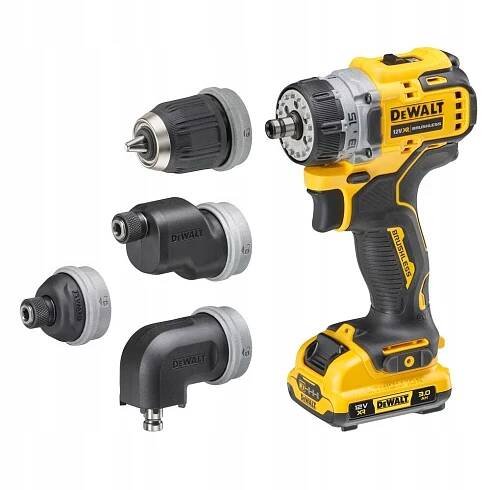 DCD703L2T DEWALT 12V AKU BEZUHLÍKOVÁ VRTAČKA S VÝMĚNNÝMI HLAVAMI, 2 X BATERIE 3,0 AH, NABÍJEČKA, KUFR T-STAK - Dewalt-morava