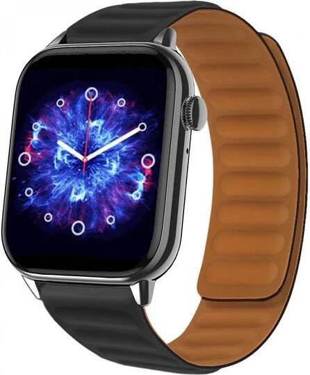 Chytré hodinky Madvell Pulsar s bluetooth voláním a EKG černá s černým magnetickým silikonovým řemínkem