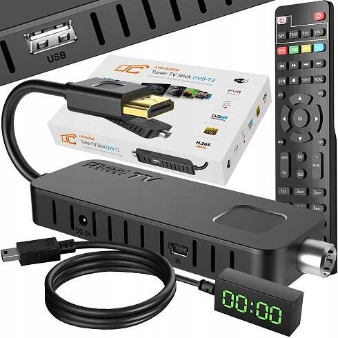 2× DEKODÉR HD TV TUNER DVB-T2 a DVB-C HEVC H.265 MINI STICK NAHRÁVÁNÍ PVR