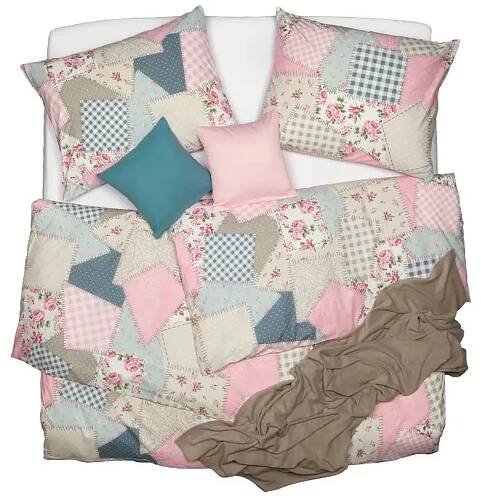 SCANquilt - povlečení KLASIK patchwork růžová 140 x 200/70 x 90 cm