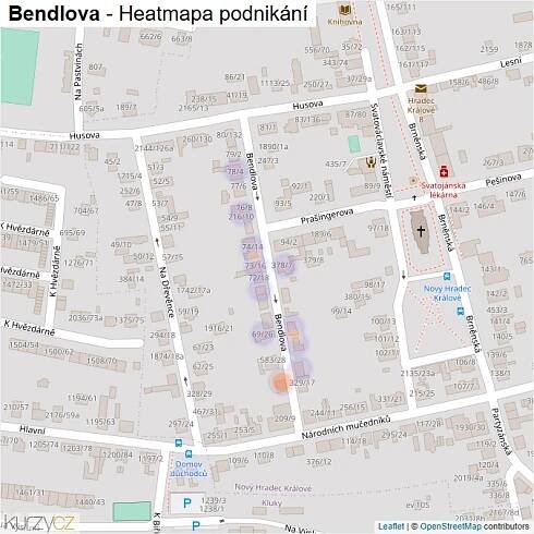 Mapa Bendlova - Firmy v ulici.