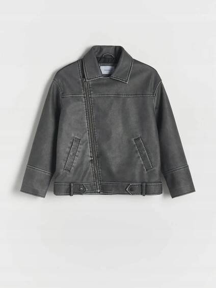 Bunda oversized v motorkářském stylu Barva černý - RESERVED - 869AV-99X