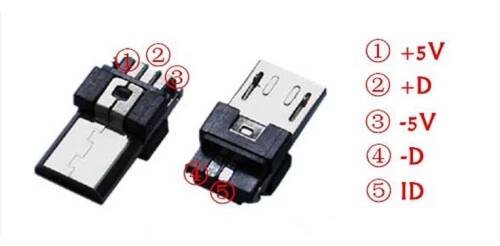 Micro USB konektor rozebíratelný pájecí na kabel rohový