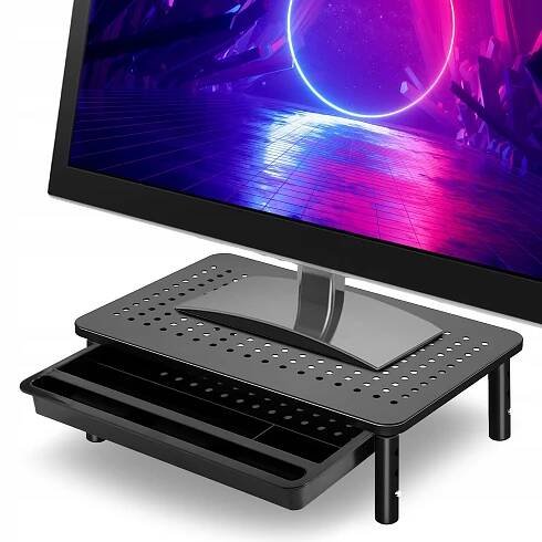 Podstavec pod monitor notebook NANKIN černý + šuplík