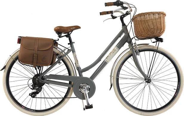 Via Veneto by Canellini kolo městské dámské hliníkové s košíkem a taškou - Grey 50