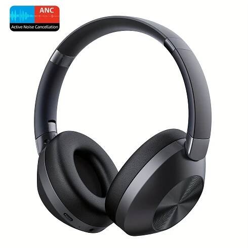 Bezdrátová Sluchátka s Aktivní Potlačením Hluku *, Bezdrátová Sluchátka přes Uši se Silným Basem, Skládací Lehká HiFi Stereo Náhlavní Souprava s Mikrofonem pro Pohodlné Nošení v Domácnosti * Kanceláři