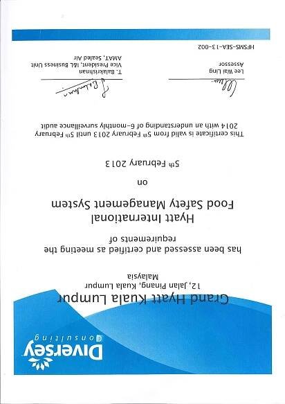 Grand Hyatt Kuala Lumpur Hygiene Certificates by Grand Hyatt Kuala Lumpur - Issuu