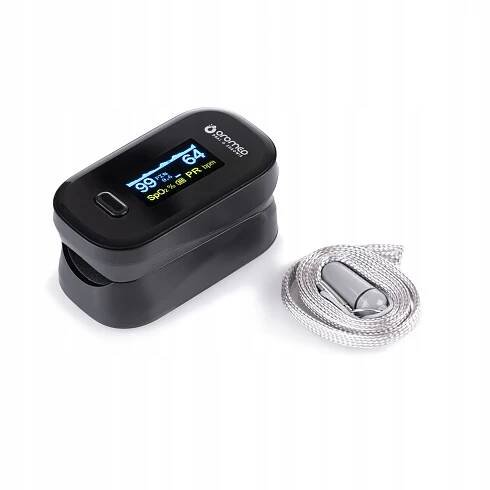 LÉKAŘSKÝ PULZNÍ OXYMETR NA PRST PULZOMETR OLED OROMED OXIMETER BLACK+SMYČKA