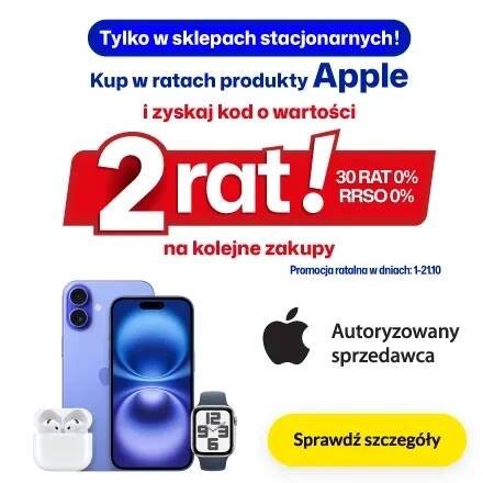 Kod o wartości 2 rat na produkty Apple