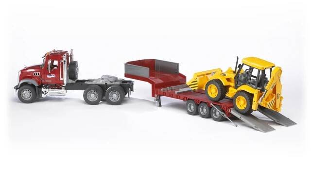 Bruder Nákladní auto MACK Granit návěs a traktor JCB