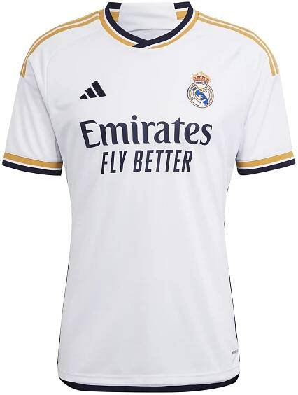 adidas Real Madrid Home Shirt 2023 2024 Adults White/Gold XS