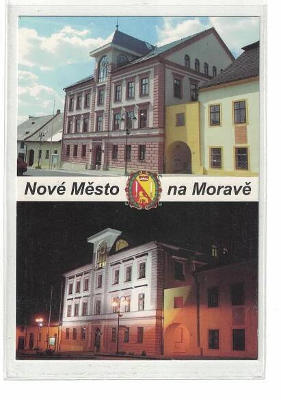 Nové Město na Moravě V01 radnice erb heraldika Žďár nad Sázavou - Pohlednice místopis